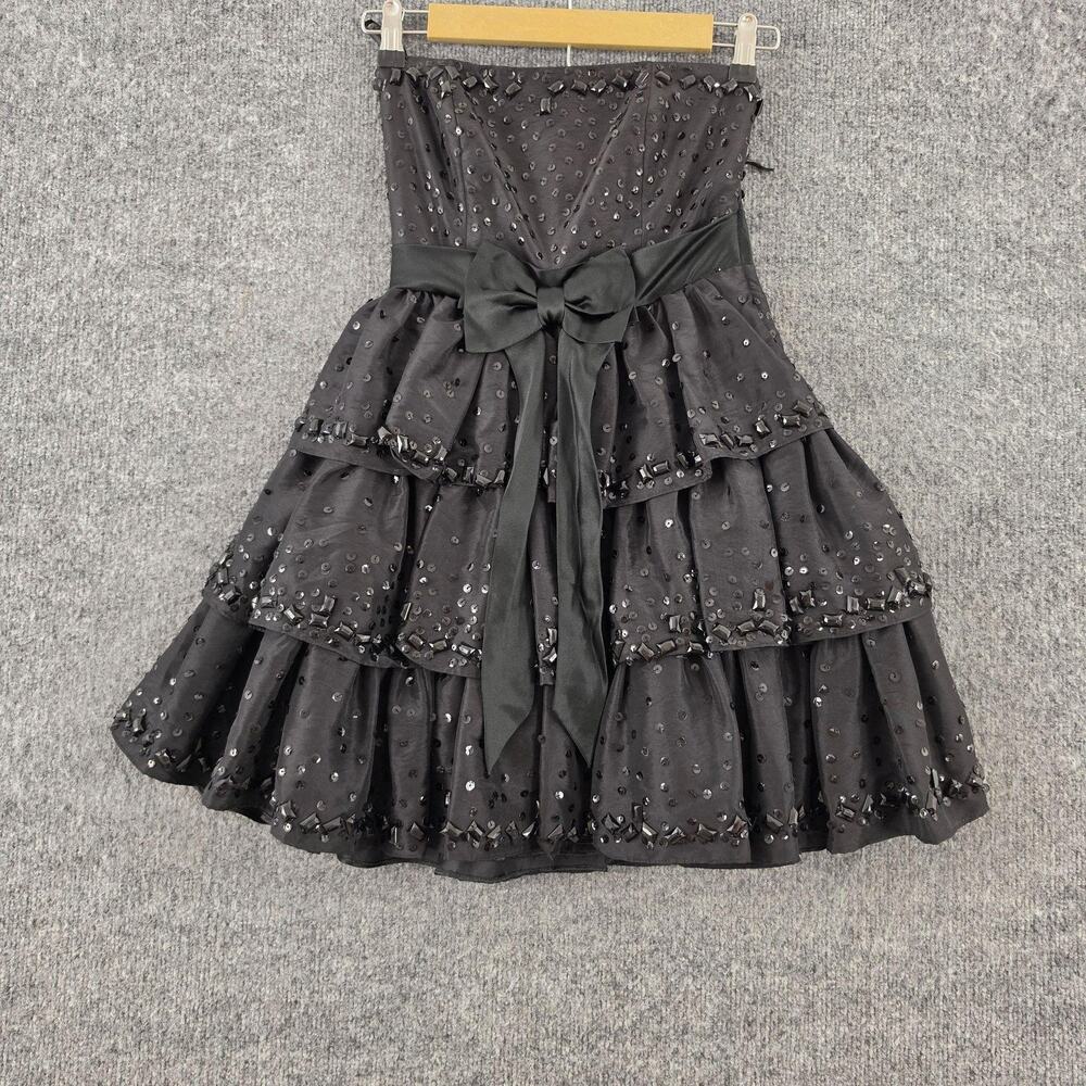 betsey johnson black ruffle dress | Dresses | Vtg Betsey Johnson Strapless Bow Tiered Party 90s Y2k Punk French Connection Women's Linen #REGPRICE Size:S (Fits US 4 - US 6) Step into the spotlight